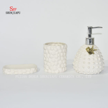 Ensemble d'accessoires de salle de bains en céramique blanche de 3 pièces /, gobelet, porte-savon et distributeur
