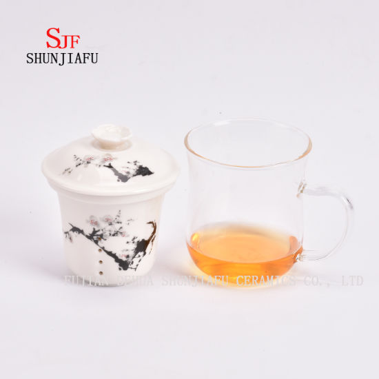 Plus de style et de couleurs Tasse de thé de fleur de ménage de bureau en céramique, 400 ml