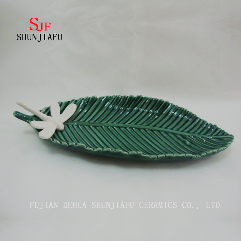 Plats d'assaisonnement en c&eacute;ramique polyvalents assiettes ap&eacute;ritives, soucoupes en porcelaine multicolore bol vaisselle (forme de feuille)