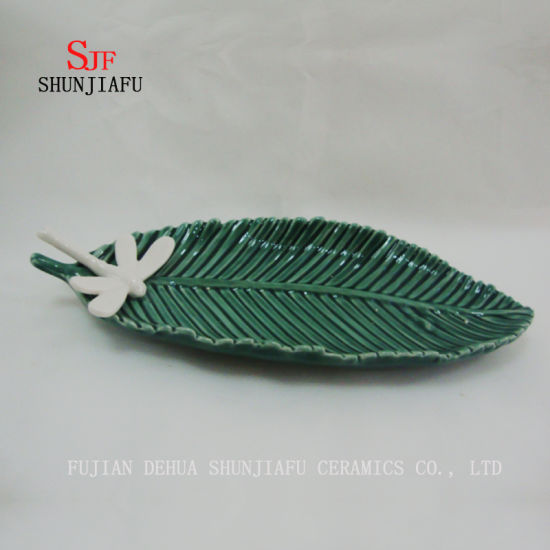 Plats d'assaisonnement en céramique polyvalents assiettes apéritives, soucoupes en porcelaine multicolore bol vaisselle (forme de feuille)