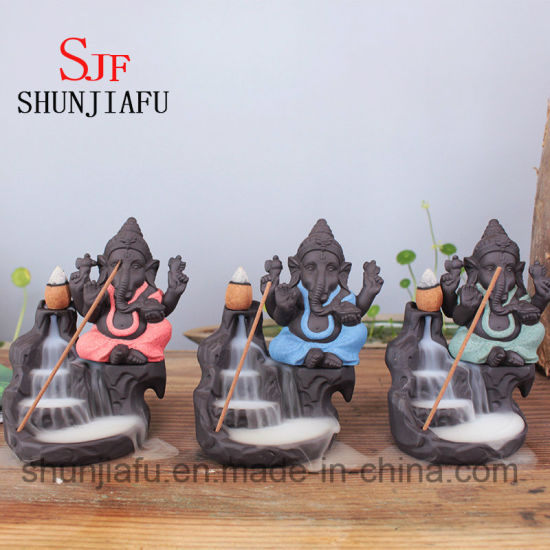 Brûleur d'encens en céramique Ganesh pour la décoration