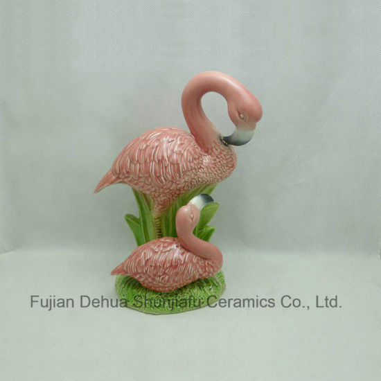 Figurine de flamant rose en céramique pour la décoration