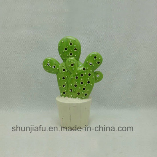 Ornements en forme de cactus en céramique LED
