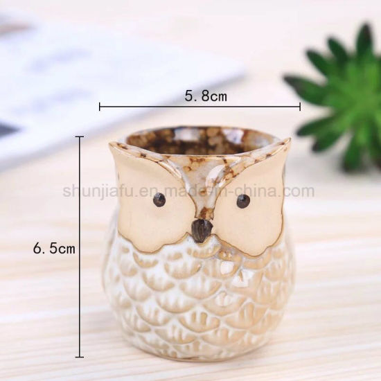 Artisanat artisanal hibou Design petit pot de plantes succulentes en céramique