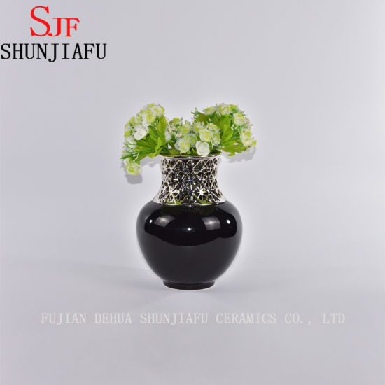 Petit vase à fleurs en céramique de style Morden pour la décoration intérieure (noir)