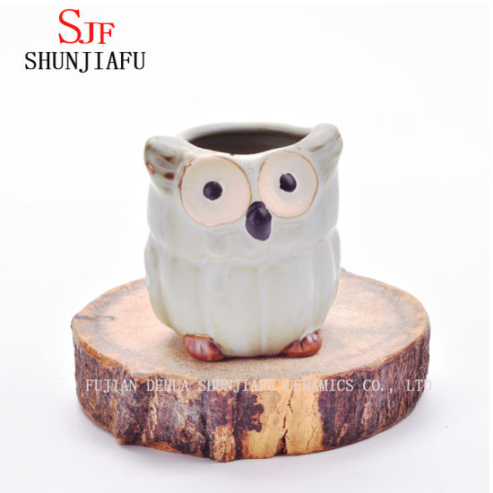 Design personnalisé petit pot de fleur hibou en céramique
