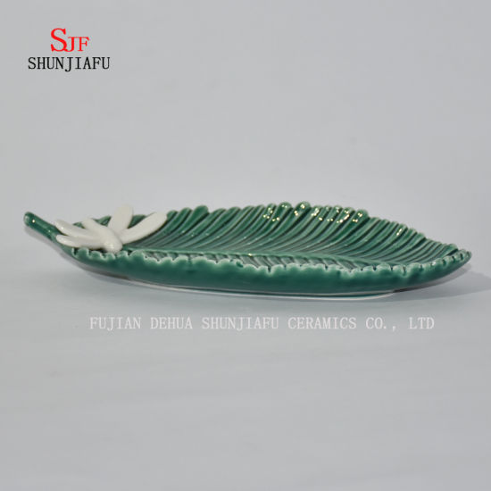 Assaisonnements en céramique assiettes apéritif, vaisselle de bol de soucoupes en porcelaine multicolore (forme de feuille)