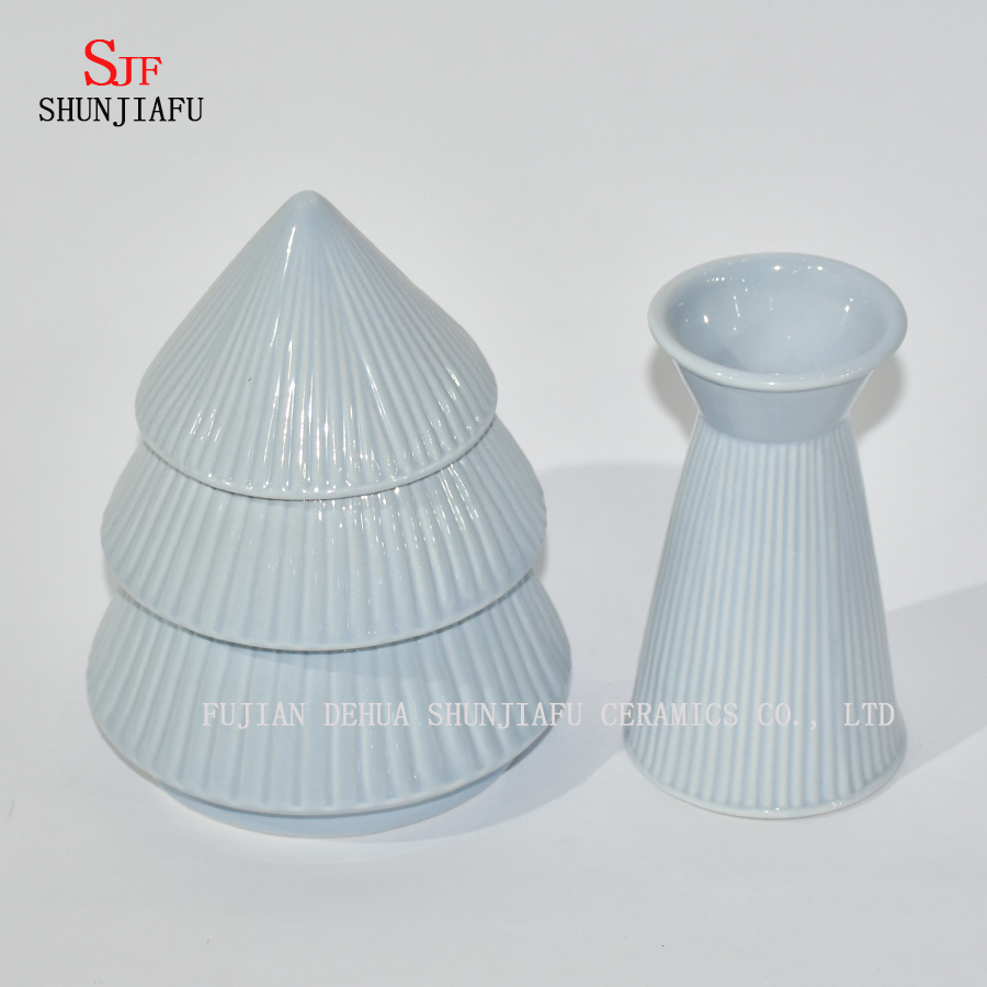 Bo&icirc;te en c&eacute;ramique 3 couches bleu