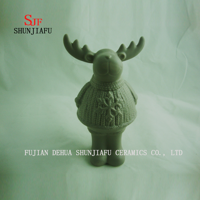 Articles d'ameublement cr&eacute;meux de cerf gris pour la d&eacute;coration de caf&eacute; / maison / bureau, article en c&eacute;ramique 3 taille / M