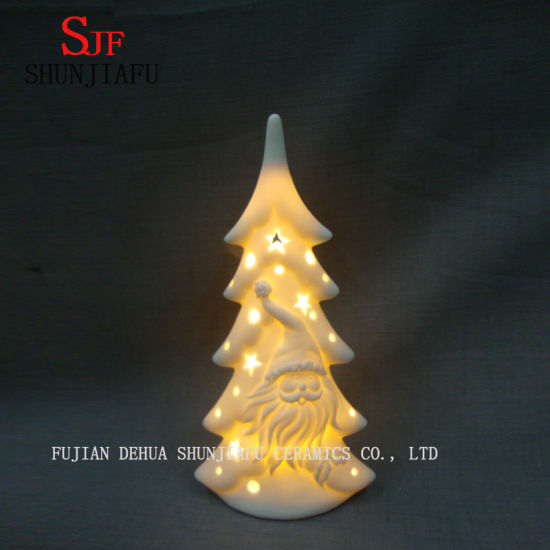 Sapin de Noël en céramique - Mini sapin lumineux LED