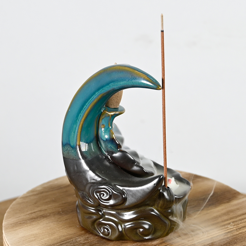 Céramique Lune cascade Backflow Brûler le brûleur en cascade Cône d'encens de reflux 