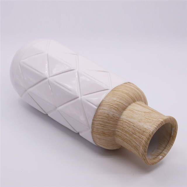 Décoration de la maison Vase en céramique à grain de bois de mode