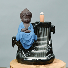 Bouddha moine cendres attrape tour encens cône contre-courant porte-bâton production professionnelle vert bouddha en céramique contre-courant brûleur d'encens