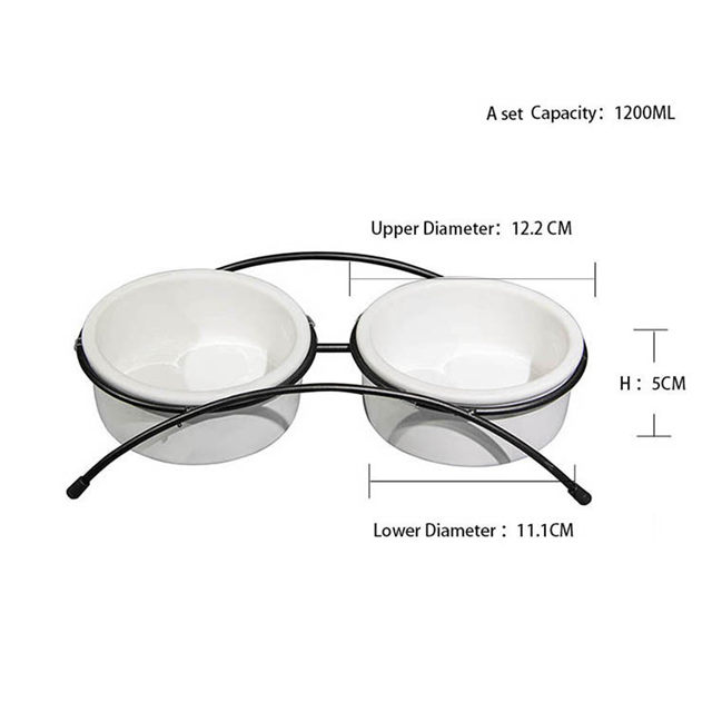 Bol pour chien de compagnie bol pour chat table à manger cadre en fer Double bol bol pour chien en céramique bol de nourriture pour chat bol de nourriture pour chat