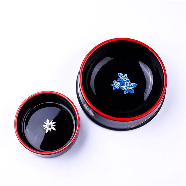 Bol pour chien en céramique à usage exclusif Charlie en céramique noire pour animaux de compagnie