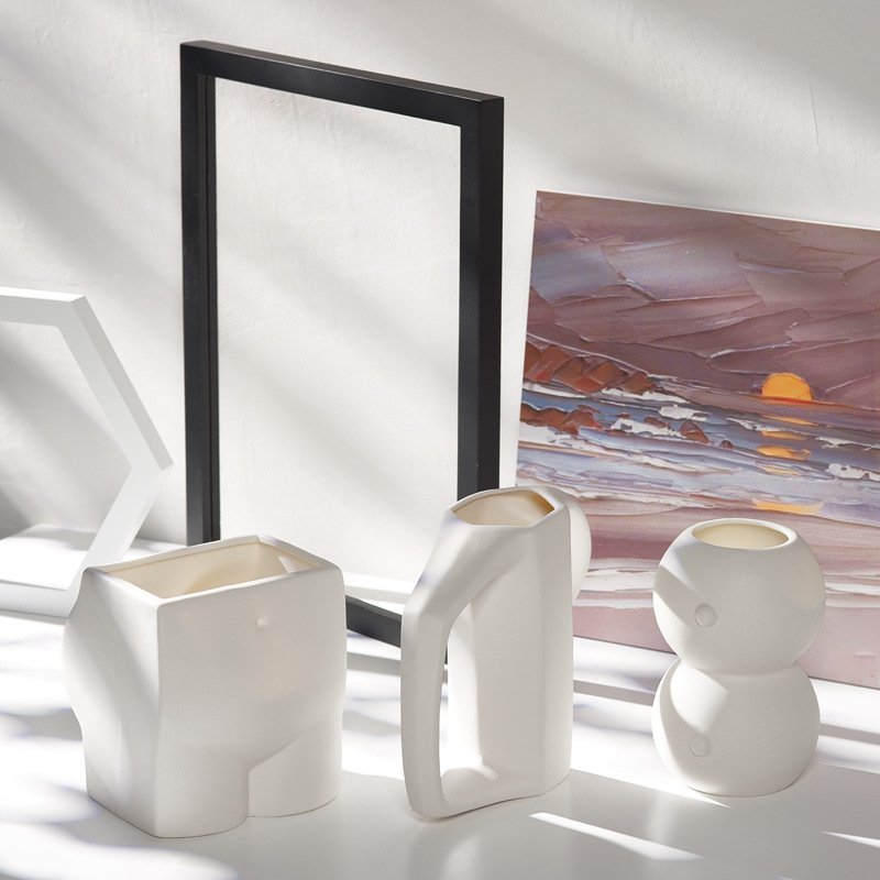 Décoration de maison vase en porcelaine blanche blanche