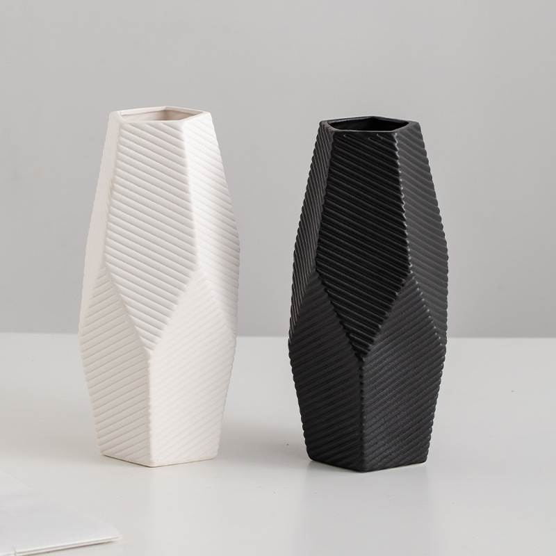 Vase de sol en porcelaine minimaliste moderne - Couleurs multiples, noir vitré, blanc, etc. Finition pour décor de bureau à domicile contemporain