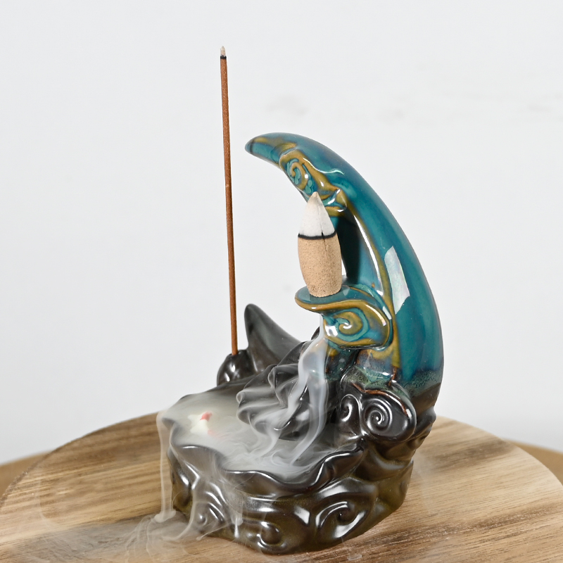 Céramique Lune cascade Backflow Brûler le brûleur en cascade Cône d'encens de reflux 