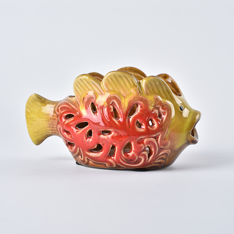 Jaune et rouge poisson Style Design bol de fruits en céramique bol de fil en céramique, bol de fil, bol à tricoter, bol au Crochet, bol de fil bleu clair, fait sur commande