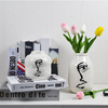 Décoration de la maison travail manuel dessin visages image peinte visages abstraits décoratifs en céramique visage Vase
