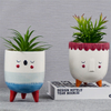 Accueil balcon Table décoration jardinière Pot trépied Support visage abstrait pot de fleurs en céramique