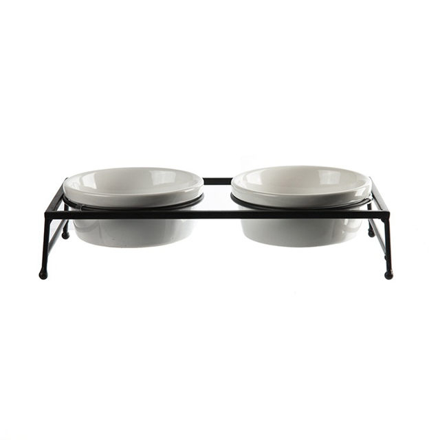 Bol pour chien de compagnie bol pour chat table à manger cadre en fer Double bol bol pour chien en céramique bol de nourriture pour chat bol de nourriture pour chat