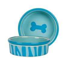 Bowl Bottom Dog Footprints Circular Blue Ceramic Dog Bowl Ceramic Pet Feeder