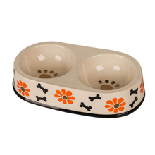 Black Circle Edge Bowl Bottom Printing Dog Footon Circulaire Dog Footon Céramique Double Bowl Integration Dog Bowl Ceramic Pet Feeder