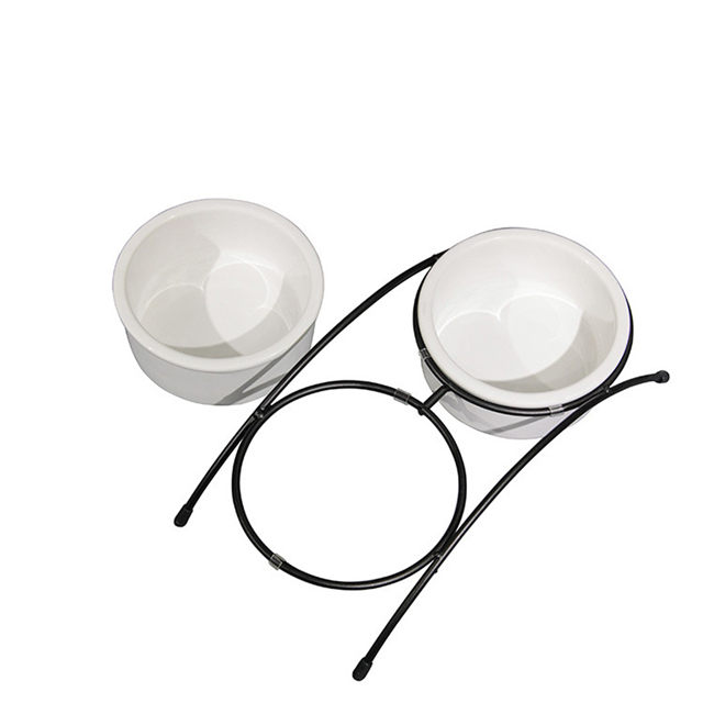 Bol pour chien de compagnie bol pour chat table à manger cadre en fer Double bol bol pour chien en céramique bol de nourriture pour chat bol de nourriture pour chat