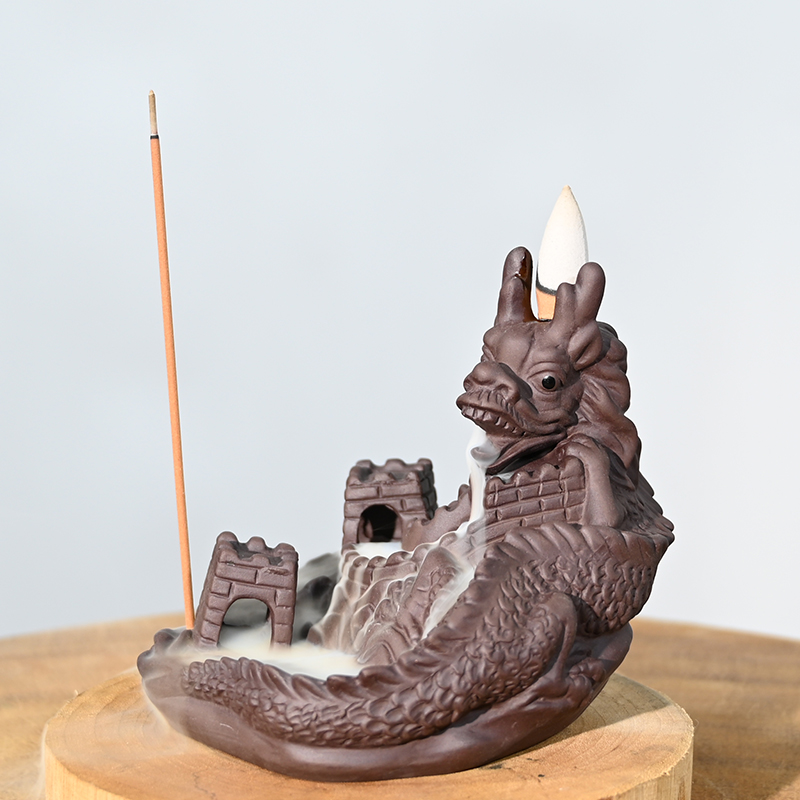 Céramic Dragon Design Waterfall Flow Flow Burner Production Fournisseur