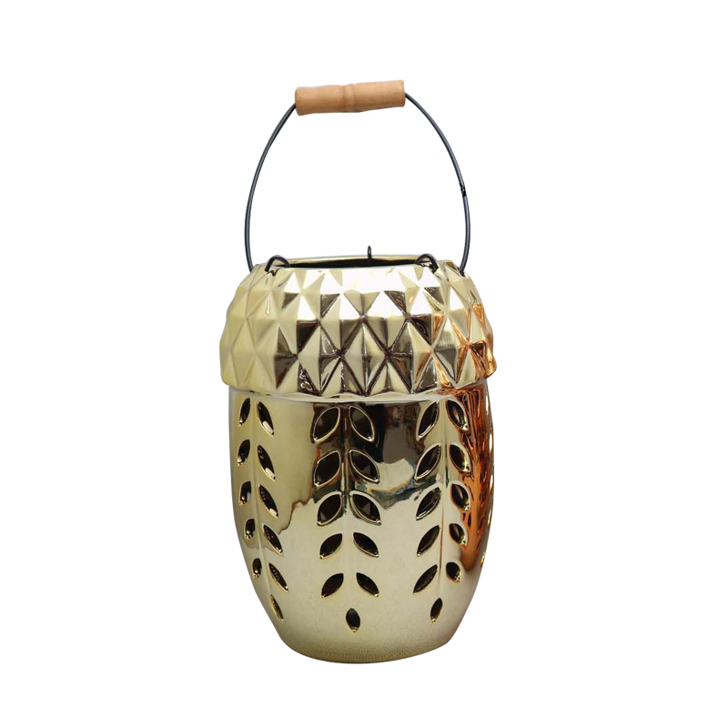 Lanterne en céramique or électrolitée en céramique percée