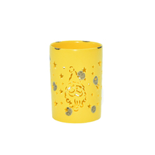 Lanternes de bougies en céramique à glaçure jaune du père Noël évidé
