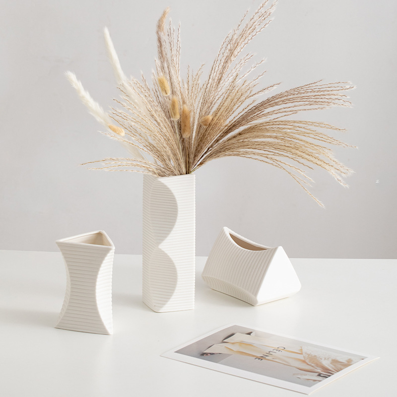 Vase de sol en porcelaine minimaliste moderne - Couleurs multiples, noir vitré, blanc, etc. Finition pour décor de bureau à domicile contemporain
