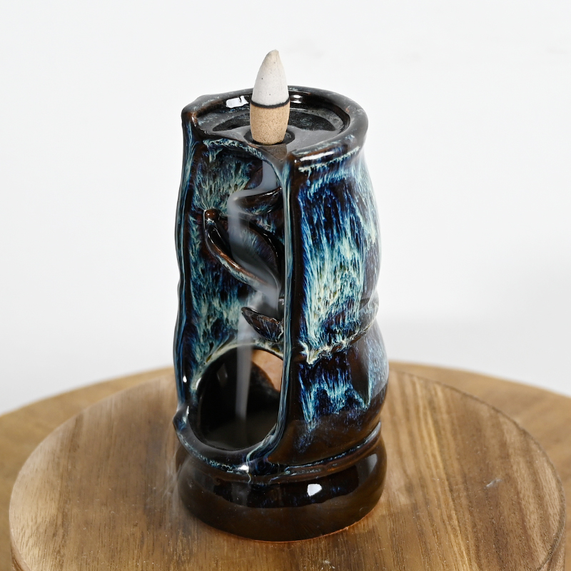 Céramique bambou style joint de style vase conception cascade brûleur d'encens backflow