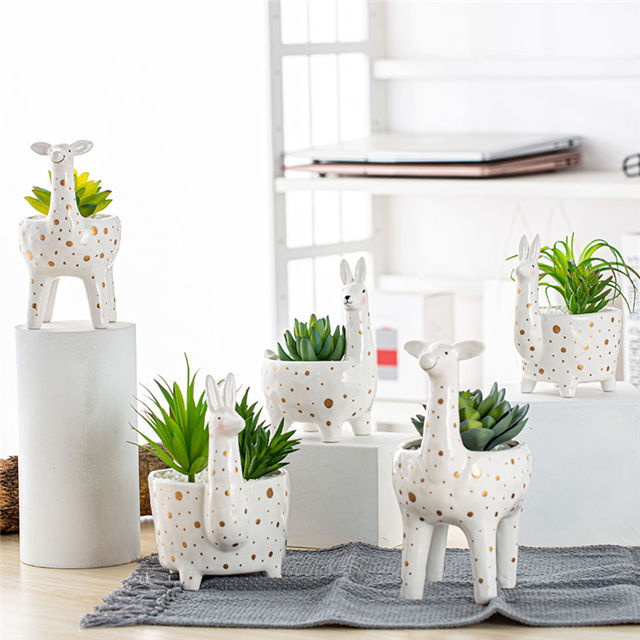 Pot de fleur girafe en céramique