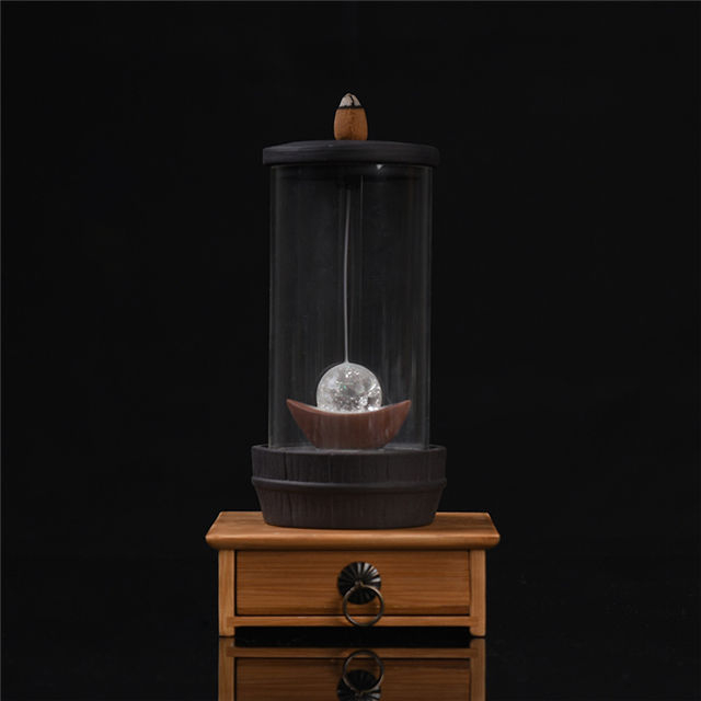 Couvercle en acrylique LED lumières colorées Cascade Refoulement Encens Smog Céramique Backflow Brûleur d'encens