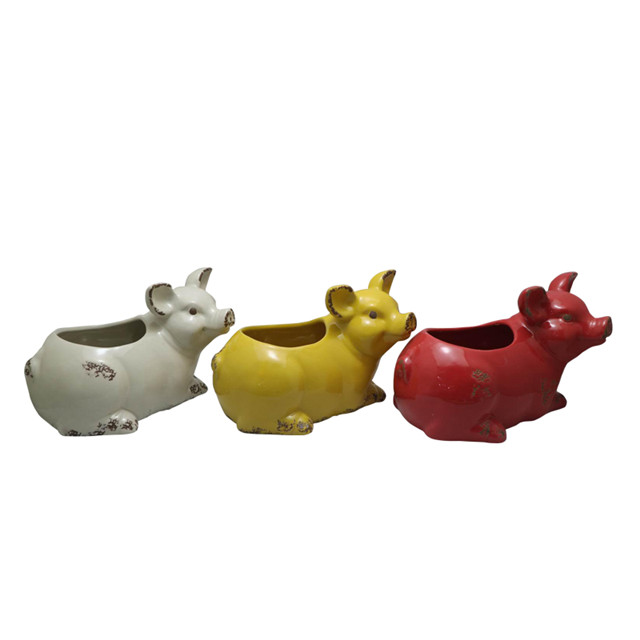 pot de fleurs en céramique design style cochon en céramique