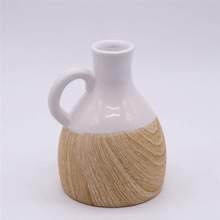 Grain de bois simple de vase de Tableau de mode de décoration à la maison avec le vase en céramique de poignée