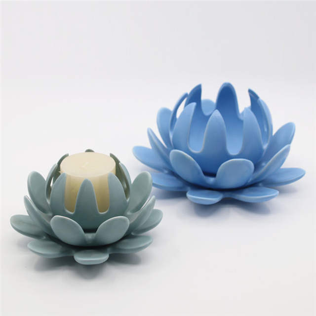 Bougeoir Lotus en céramique vert clair