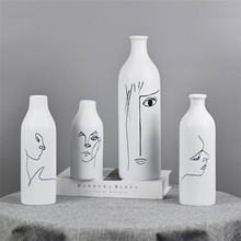 Décoration de la maison travail manuel dessin visages expression image peinte visages abstraits vase en céramique décoratif