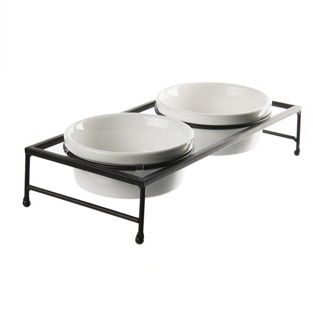 Bol pour chien de compagnie bol pour chat table à manger cadre en fer Double bol bol pour chien en céramique bol de nourriture pour chat bol de nourriture pour chat