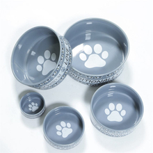 impression empreintes de chien blanc empreintes de chien bol d'eau bol de céréales beaux produits pour animaux de compagnie bol en céramique bol unique
