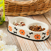 Black Circle Edge Bowl Bottom Printing Dog Footon Circulaire Dog Footon Céramique Double Bowl Integration Dog Bowl Ceramic Pet Feeder