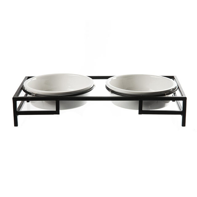 Pet chien bol chat bol fer cadre table à manger Double bol en céramique chien bol bol alimentaire chat bol alimentaire bol d'eau pour animaux de compagnie