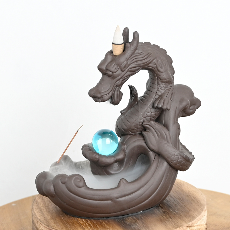 Braveur d'encens de reflux de dragon en céramique Céramique Dragon Waterfall Flow Burner Burner Production Fournisseur