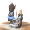 Brûleur d'encens à refoulement en cascade en céramique porte-encens à refoulement en cascade petit bouddha bleu en céramique