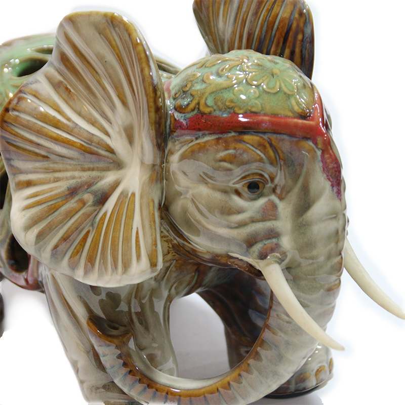 Éléphant en céramique évidé Grande statue d'éléphant en céramique