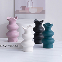 Conteneur de décoration de bureau pour arrangement de fleurs Vase en porcelaine en céramique