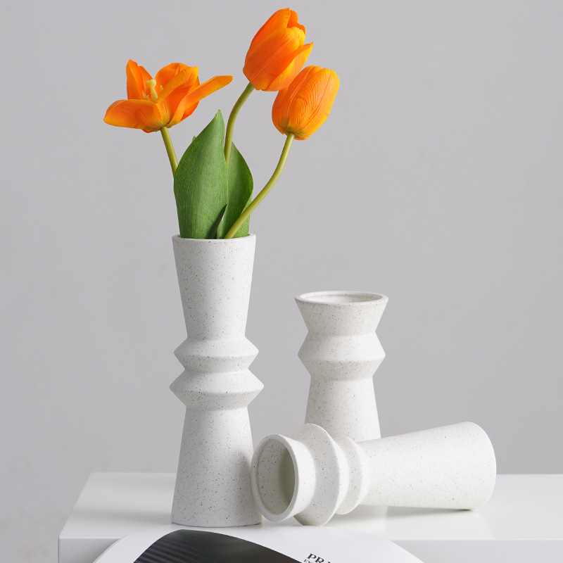 Vase en porcelaine artisanal Vase en céramique blanc minimaliste moderne