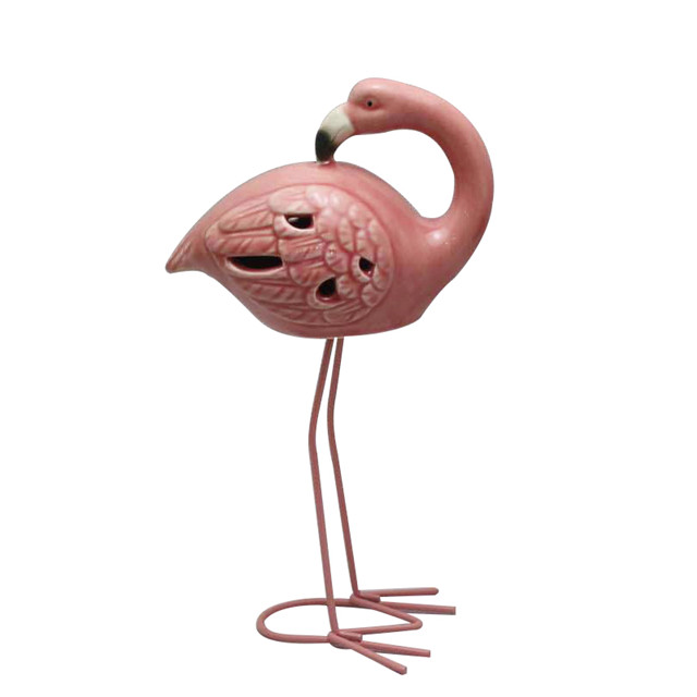 Décoration de lampe LED flamant rose en céramique